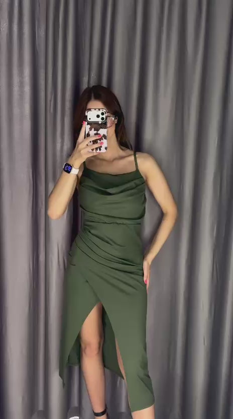 Khaki Midi Suknelė